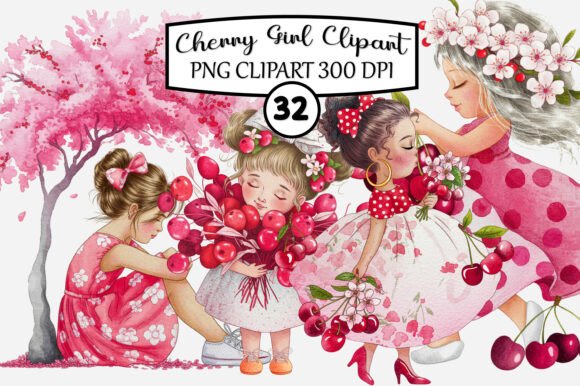 Download Whimsical Cherry Girl Clipart - Girl Collection