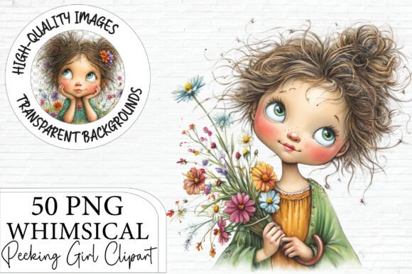 Download Whimsical Peeking Girl Clipart Bundle - Girl Collection