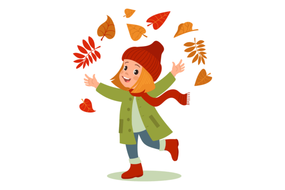 Download Smiling Girl Throwing Autumn Leaves. out - Girl Collection