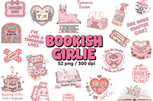 Download Bookish Girlie PNG Bundle, Book Lovers - Girl Collection