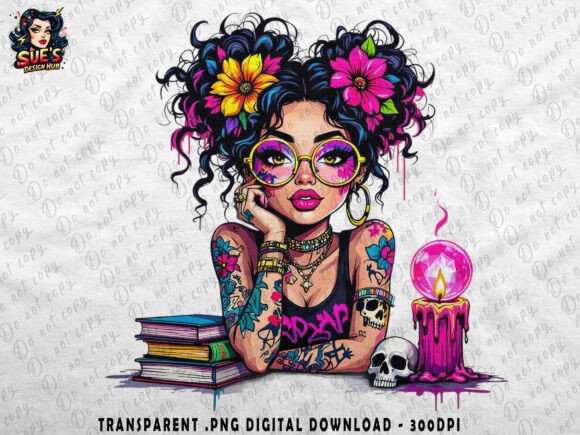 Download Graffiti Boho Witch Girl with Pink Flame - Girl Collection