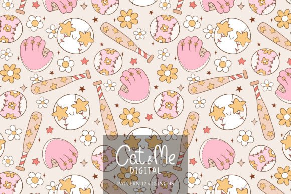 Download Groovy Girly Baseball Pattern - Girl Collection