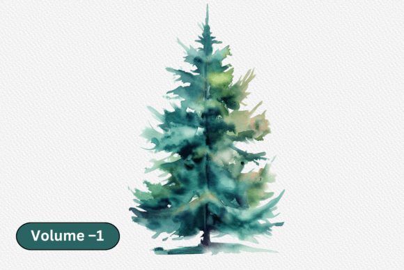 Download Watercolor Evergreen Tree Volume –1 - Evergreen Collection