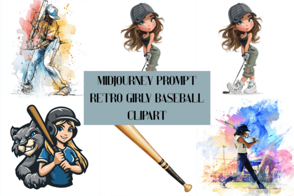 Download Prompt for Retro Girly Baseball Clipart - Girl Collection