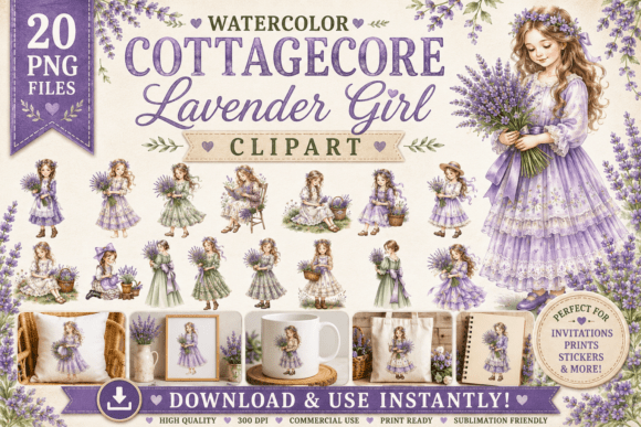 Download Cottagecore Lavender Girls Clipart - Girl Collection