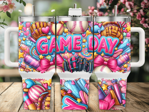 Download Pink Girly Baseball 40oz Tumbler Wrap - Girl Collection