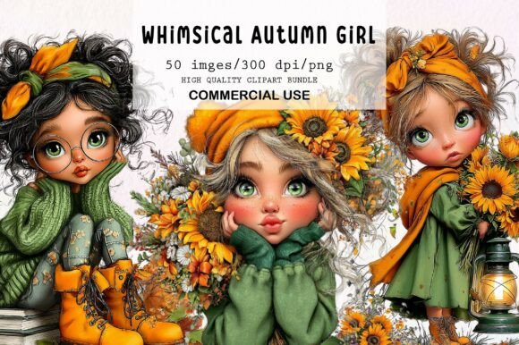 Download Whimsical Autumn Girl Clipart Bundle - Girl Collection