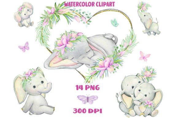 Download Baby Elephant Watercolor Clipart, Girl W - Girl Collection